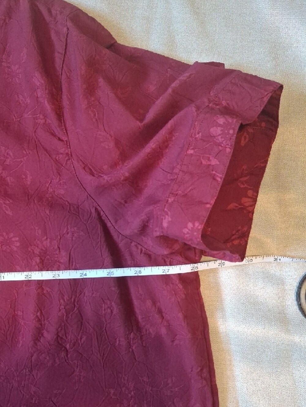Carroll Reed Vintage Wine Burgundy Floral Jacquard Button Down Shirt Plus 3X - Picture 6 of 7